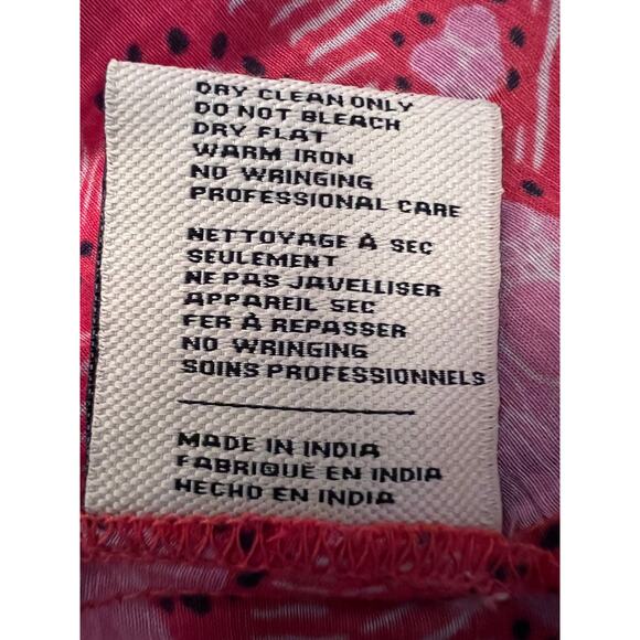 CHUFY Pink High Neck Cotton Silk Blouse Cottagecore Floral Spring Luxury XS - Picture 9 of 10